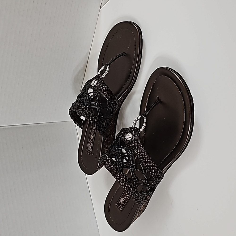 Brighton woven wedge thong sandal. EUC.